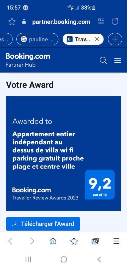 Appartement Entier Au Dessus De Villa, Climatisation Reversible Poele A Bois Tres Chaleureux , Wi Fi Parking Privee Gratuit Situation 500 M, Plage Et Centre Ville Санари-сюр-Мер Екстериор снимка